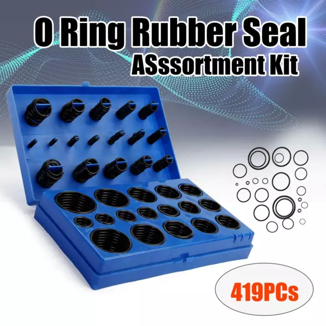 419Pc Rubber O Ring Oring Seal Plumbing Garage Set Kit 32 Sizes box assorted 434