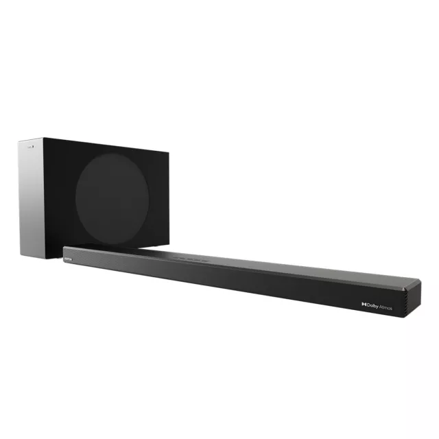 Soundbar Für Tv Geräte AZATOM Soundbar 2.1 With External Subwoofer | 120W Surround Sound Bluetooth Hdmi Arc Optical Aux Remote Control Home Theatre Audio System For 4k Tvs Movies Studio Premier Sp1000x