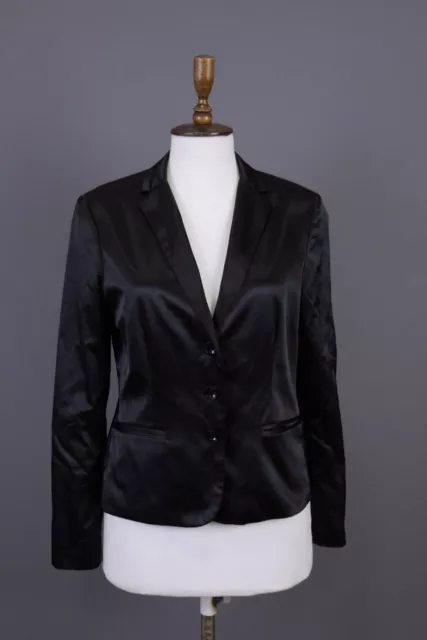 Moschino Jeans Black Single Breasted Formal Blazer Jacket Size US 12 / I 46