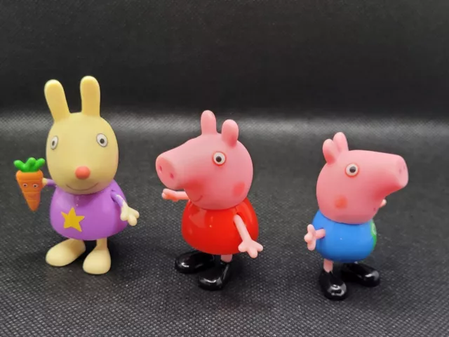 3 Peppa Pig Figure Lot With Rabbit Toys Action Figure Kids Cartoon Cake Toppers