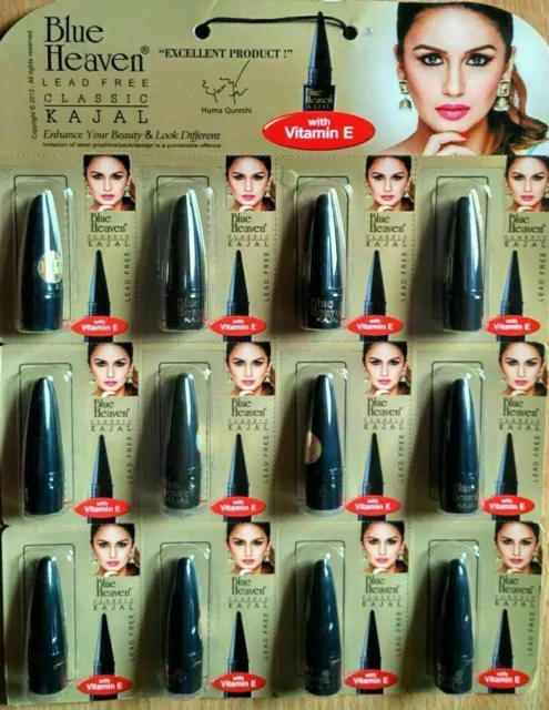 12 x Blue Heaven Traditional Indian Kajal Black Kohl Eyeliner Eye Free Shipping