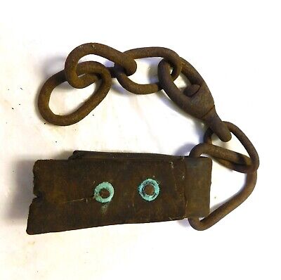 Antique Horse Ox Mule Wagon Harness Leather Piece With Chain and Swivel