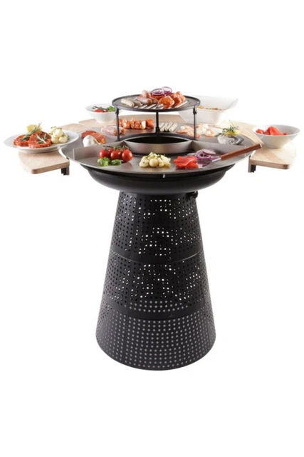 2 in 1 Feuerstelle & Grill FireKing Kazan Holzkohlegrill BBQ Feuerschale Outdoor