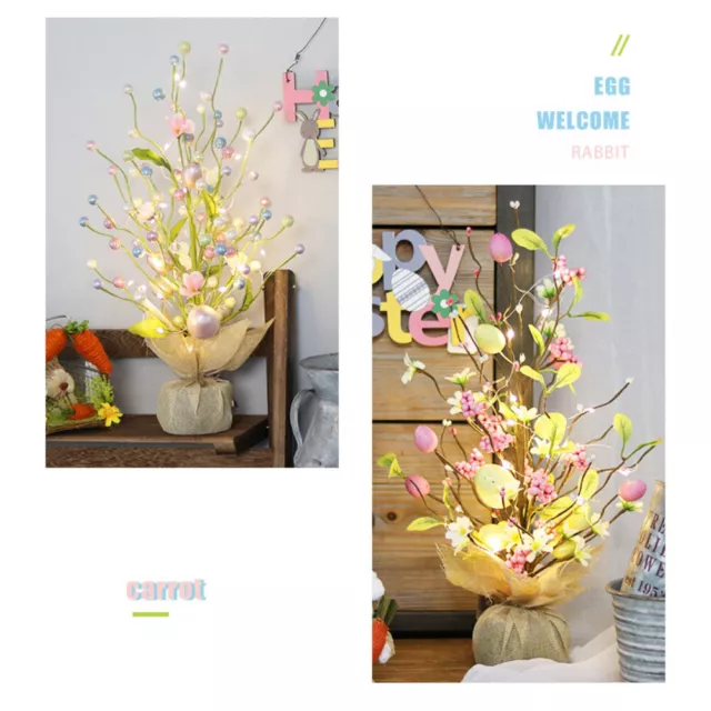 (1) Uovo di Pasqua preilluminato albero di Pasqua uova in schiuma colorate luci LED calde perfette