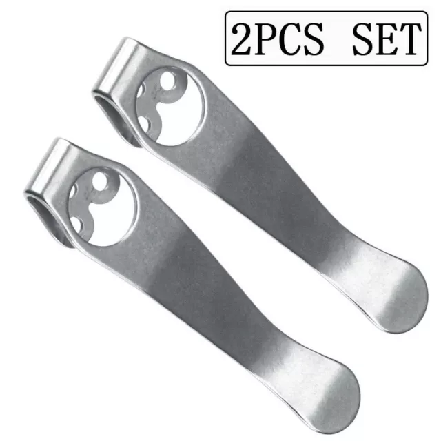 2PC Titanium Deep Carry Pocket Clip For Spyderco Para 2, 3, Endura 4 and More