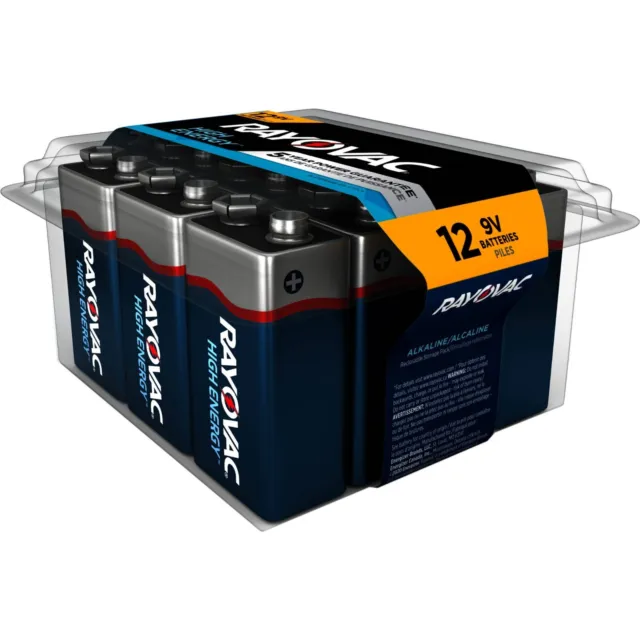 Rayovac 9V High Energy Alkaline Batteries 12 PACK Fresh Exp. 12/2026 A1604-12PP