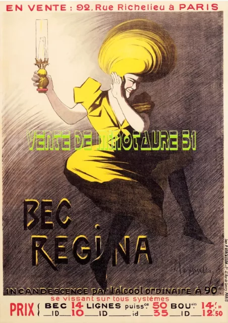 Bec Régina  -lampe à pétrole - Cappiello -début XXème -affiche plastifiée