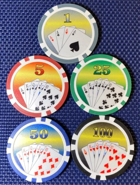 Lot de 100 jetons Jeu de jetons de poker Cartes de casino Jeton de jeu 1 5  10