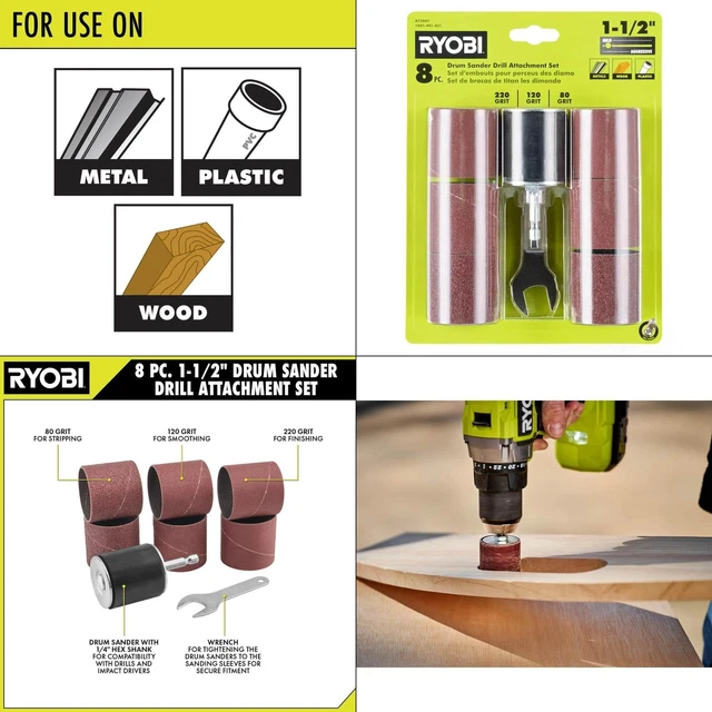 DRUM SANDER DRILL Attachment Set (8piece) 13.99 PicClick