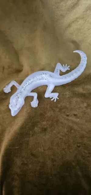 White Lizard With Black Specs- Medium Size- Epoxy Resin Made