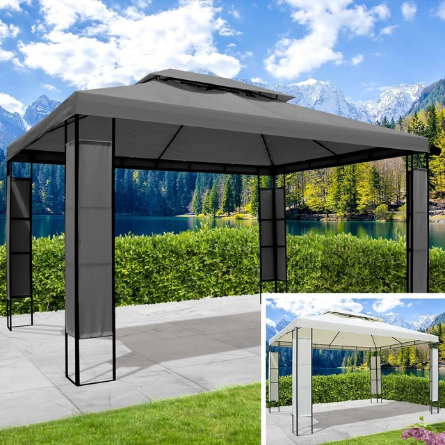 BRAST Pavillon Stahl 3x4m Beige Anthrazit 30kg Garten Pavilon Pavillion Festzelt