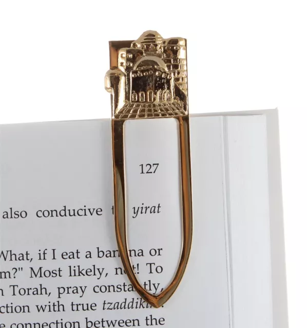 Gold Plated Jewish Jerusalem Israel Bookmark Judaica Amulet Charm Gift