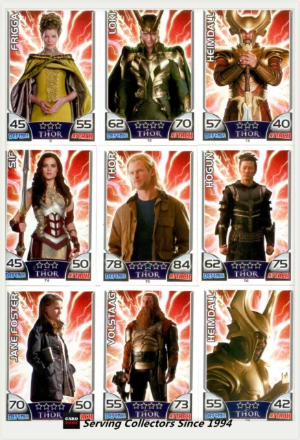 2011 Topps Marvel Universe Hero Attax THOR Movie Card Full Set (16)