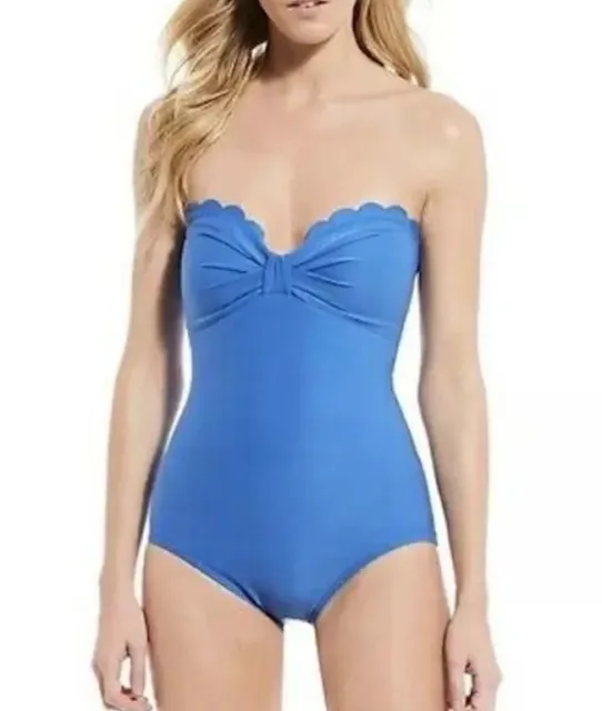 Kate Spade Scalloped One Piece Swimsuit in Blue Size Large
