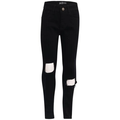 Bambine Skinny Strappato Jeans Nero Jet Moda Elasticizzato Jegging Pantaloni