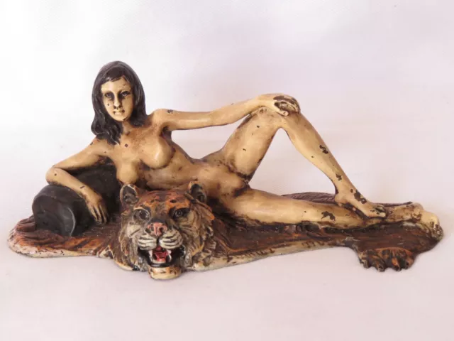 Original Bergman Erotic Nude Lady On Tiger Rug