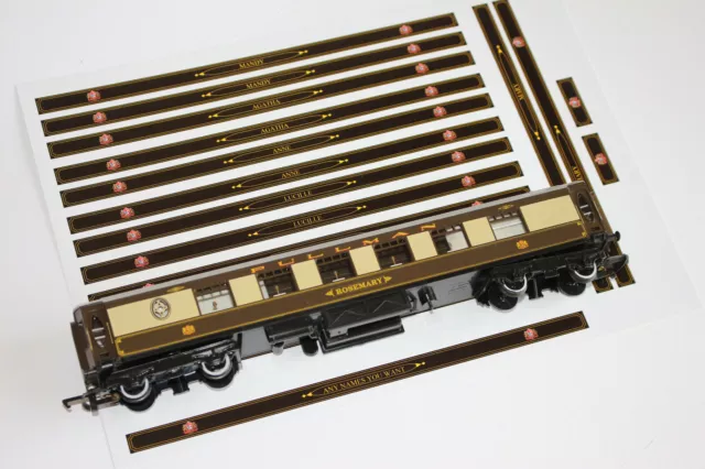 HORNBY PULLMAN 00 COACHES 6 x  NAMES VYNIL RENDER KIT. Full Panel colour crests. 3