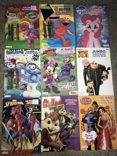 Lot of 9 Coloring Activity Books Disney Elmo Spider-Man Children Boy Girl Kids