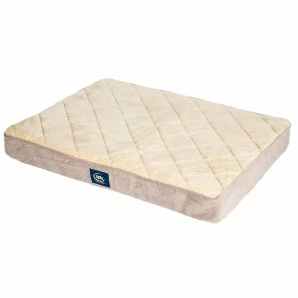 Serta 36''x27'' Large Ortho Quilted Pillow top Pet Bed Dog Mattress, Tan