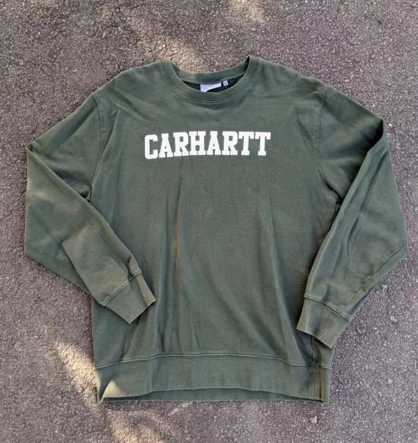 Carhartt WIP Crew Neck Logo Jumper Sweater Green College Style XL