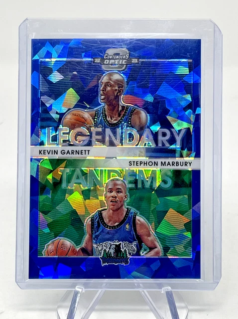 2022-23 Contenders Optic Legendary Tandem Blue Cracked Ice Garnett Marbury 13/75