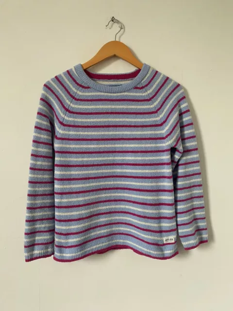 Joules Girls Jumper Age 11 12 Blue Pink Stripe Towel Knit Pullover