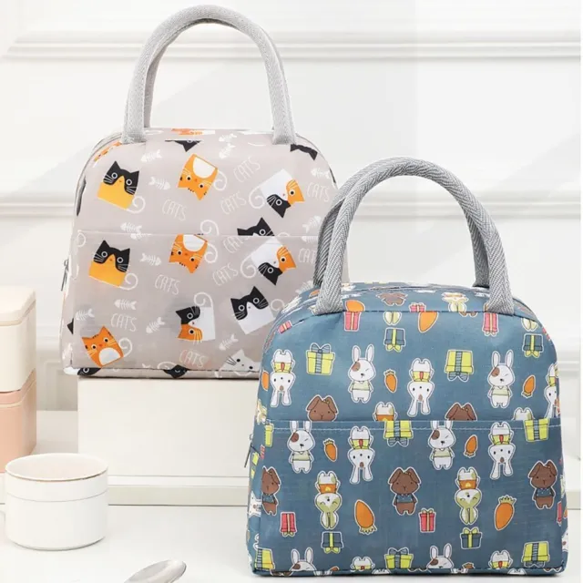 Cartoon Print Portable Insulated Lunch Bag  Children Students