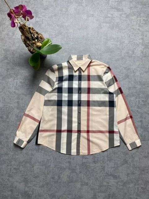 Women's Burberry Brit 100% Cotton Beige Nova Check Shirt Size XL 175/96A