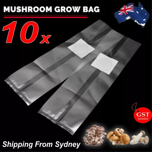 10PCS Mushroom Grains Spawn Grow Bag Substrate High Temp Pre Sealable 250x500mm