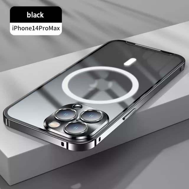 Metall Magsafe Handy Hülle für iPhone 14 13 12 Pro Max Schutz Case Tasche Magent