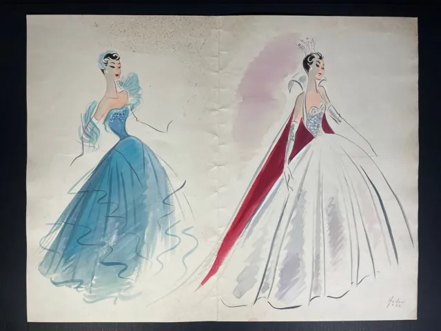 Drawing by Andres García Benitez ¨Costume Design¨. 1953 Original signed