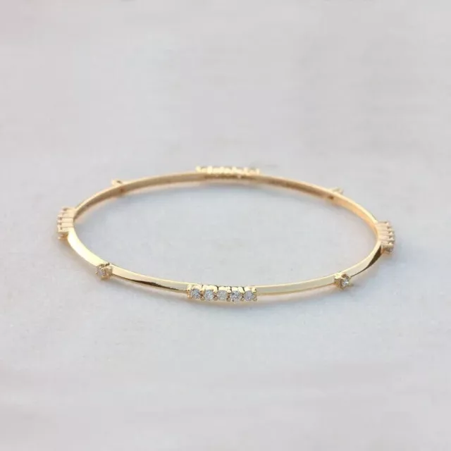 3Ct Round Cut Lab Created Diamond Women's Bangle Bracelet 14K Yellow Gold Plated