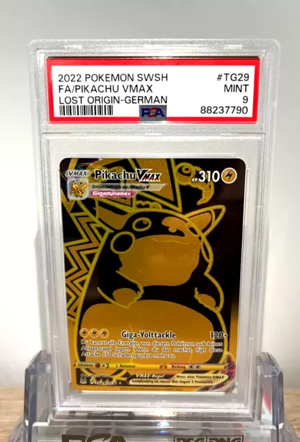 Pokemon Pikachu Vmax Full Art Gold DEUTSCH TG29/TG30 Lost Origin PSA 9 Gem Mint