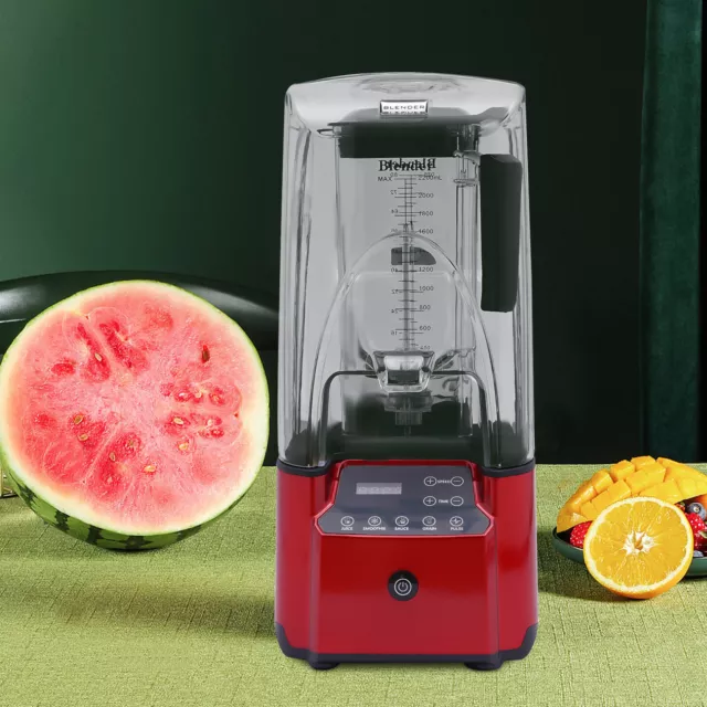 2200ml Commercial Blender Soundproof Cover Fruit Juicer Smoothie Mixer 2200W