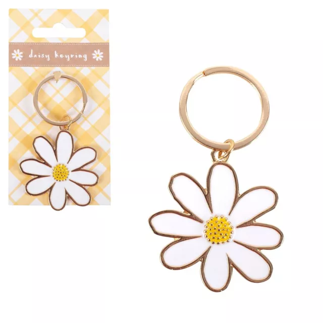 Encantador llavero esmaltado con forma de margarita accesorio floral para llaves