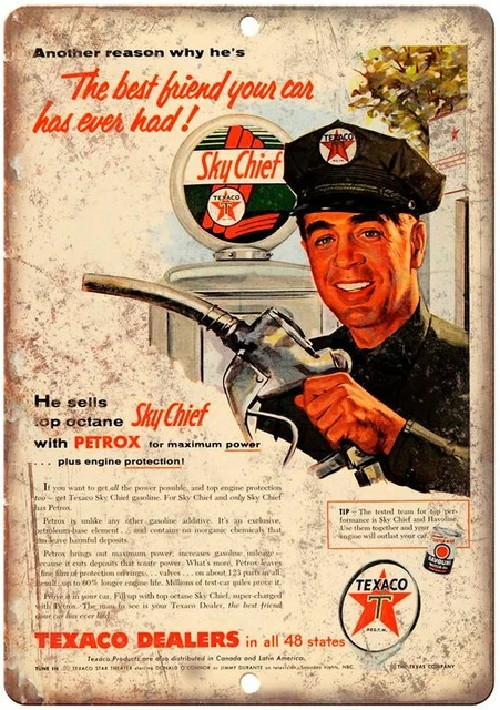 Panneau Publicitaire Texaco Vintage, Reproduction, Aluminium, 8x12 Pouces, Neuf