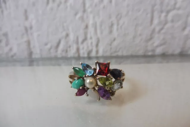 Anneau Ancien En Argent 925 Avec Pierres Taillées - Marque Ricarda - Taille M - Occasion