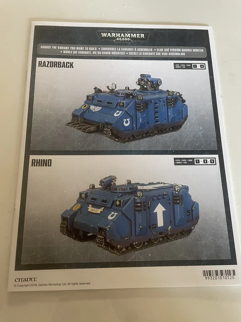 WARHAMMER 40K RHINO Razorback Aufbauanleitung Adeptus Astartes Space ...