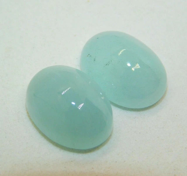 Natural Milky Santa Maria Aquamarine 20.35 Carat 16x12 mm Pair Cabochon Gemstone