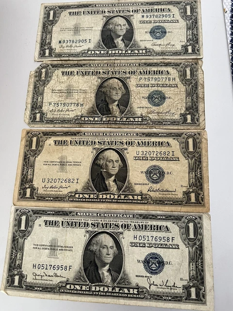(3) Series 1935 EFD One Dollar Bill Silver Certificate Blue Seal -EXC condition
