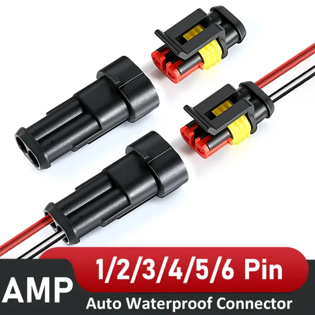 AMP Electrical Waterproof Connector Kit 1 2 3 4 5 6 Pin Way Super seal Car Auto