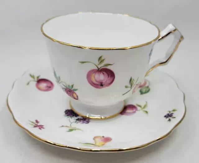 Aynsley Tea Cup and Saucer Florida pattern Bone China fruit flowers England