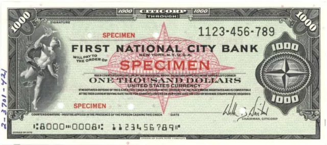 First National City Bank - Various Denominations - American Bank Note Company Sp