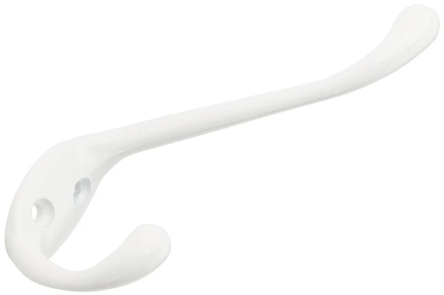National Hardware V167 Double Prong Coat and Hat Hook - White