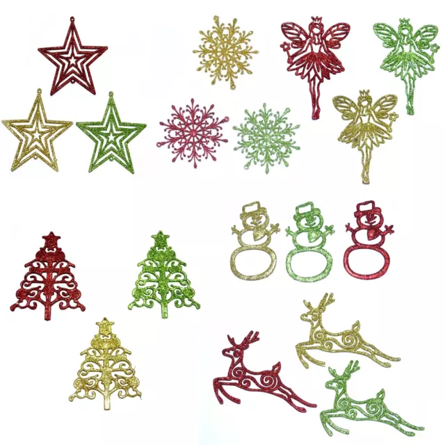 Glitter Decorations For Christmas Tree 3Pcs Home Party Decor Hanging Ornaments