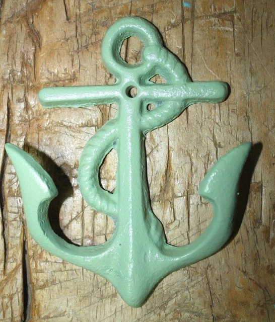 Cast Iron Nautical Anchor Towel, Coat Hooks, Hat Hook, Key Rack  Sea Foam GREEN