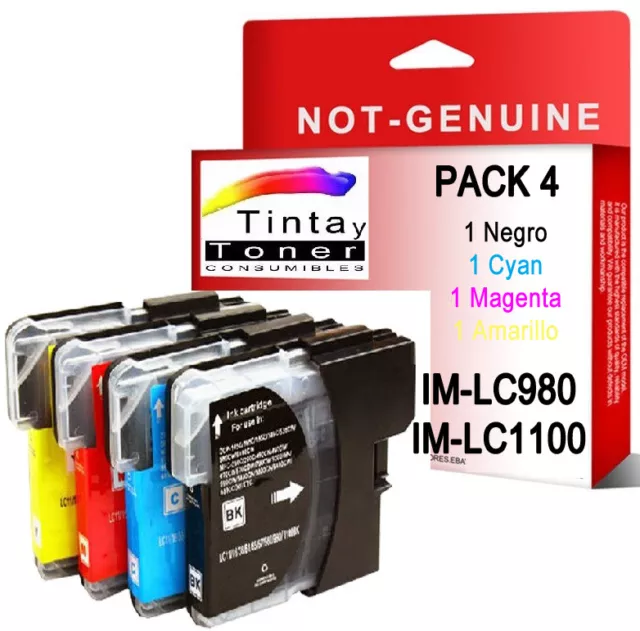 4 tinta cartuchos para Brother DCP 145c 165c 167c 195c 365c MFC 250c lc980