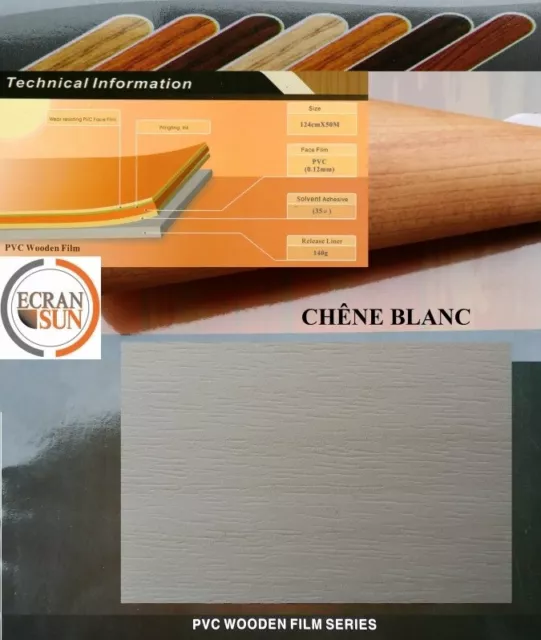 Vinyle Bois CHENE BLANC thermoformable - habillage meuble - 50 cm x 1,22 m
