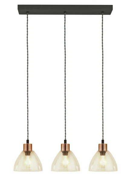 Argos Home Highland Lodge Glass 3 Light Pendant Light - Grey 9298923