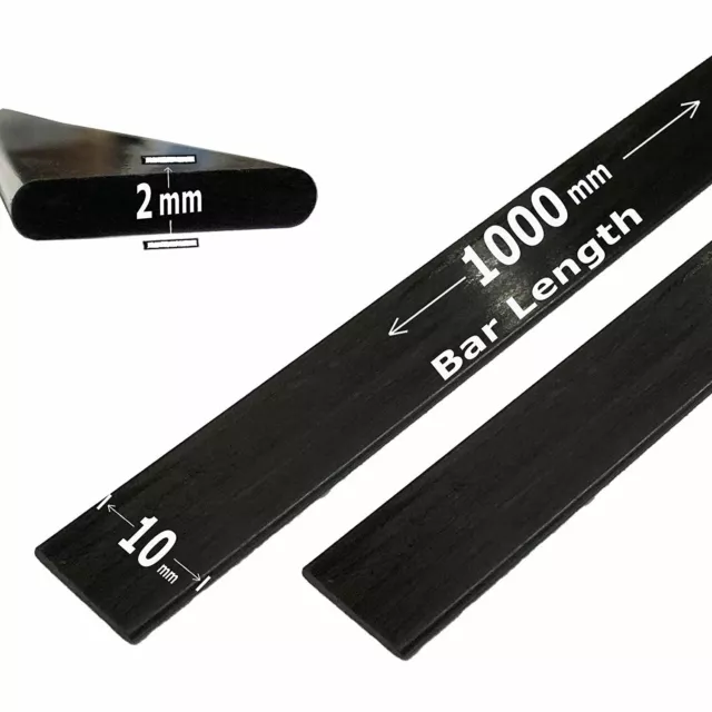 (1) 2mm x 10mm 1000mm - PULTRUDED-Flat Carbon Fiber Bar. 100% Pultruded high...